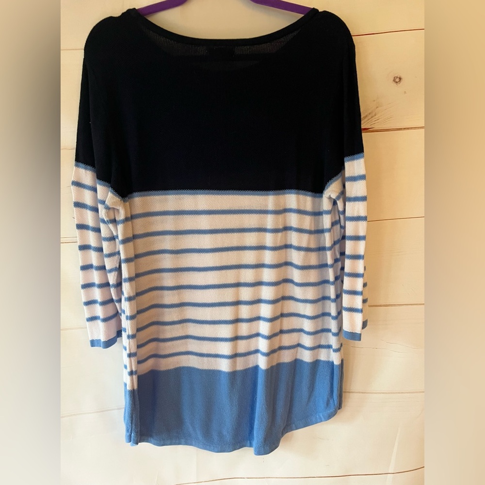 Croft  & Barrow  Womens blue Colorblock Stripe Tee Sz XLWhite
